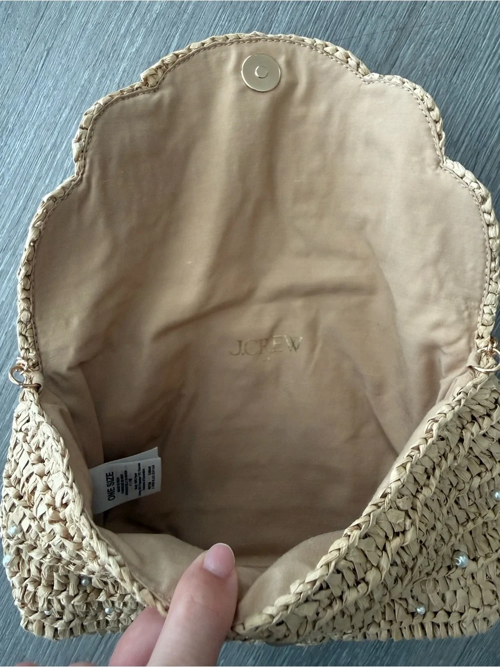 Jcrew Woven Straw Shoulder Bag with Gold Chain - Natural